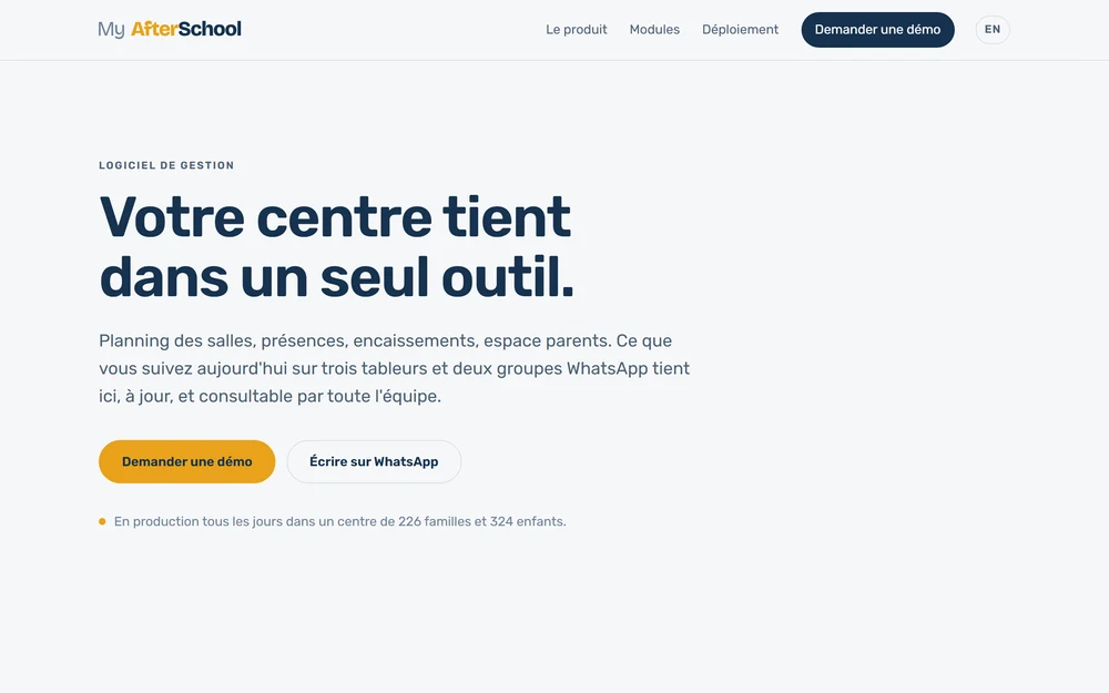My AfterSchool — Gestion de centre de soutien scolaire et de loisirs